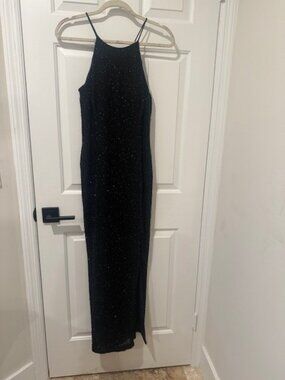 Elegant Black Sequined Evening or Prom gown Size 4-6